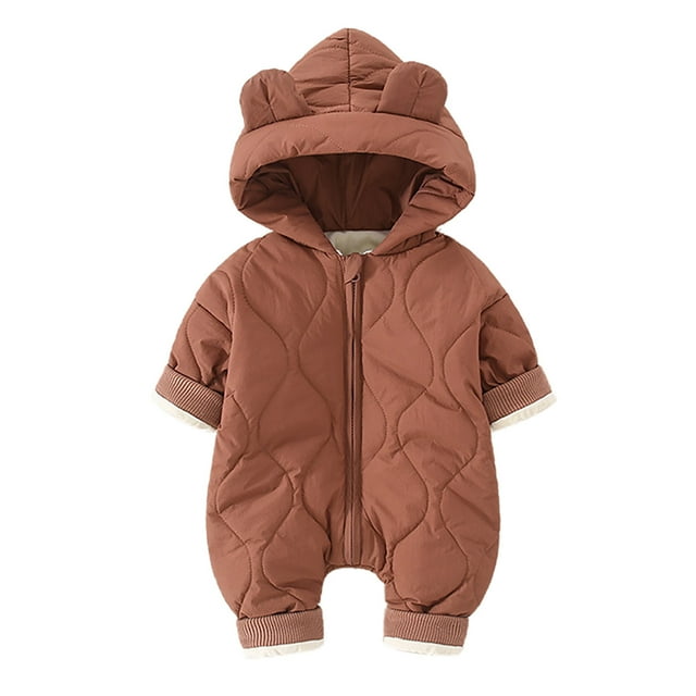 Baby Girls Snowsuits Cute Bear Ear Toddler Winter Jumpsuit Outwear for
