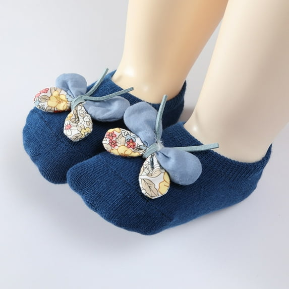 Baby Girls Socks 3D Flower Cotton Anti-slip Socks Ankle Sock for Newborn Infant Toddlers Kids, 0-2T