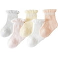 thumbnail image 1 of Baby Girls Socks Newborn Frilly Ruffle Cotton Infant Cute Princess Socks for Toddler Dress 5 Pairs, 1 of 6
