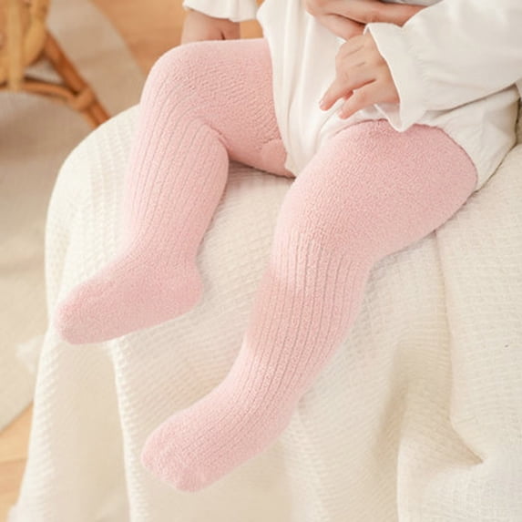 Baby Girls Soft Cotton Tights Solid Color Footed Pantyhose Stretchy Warm Stockings for Infant Everyday Wear