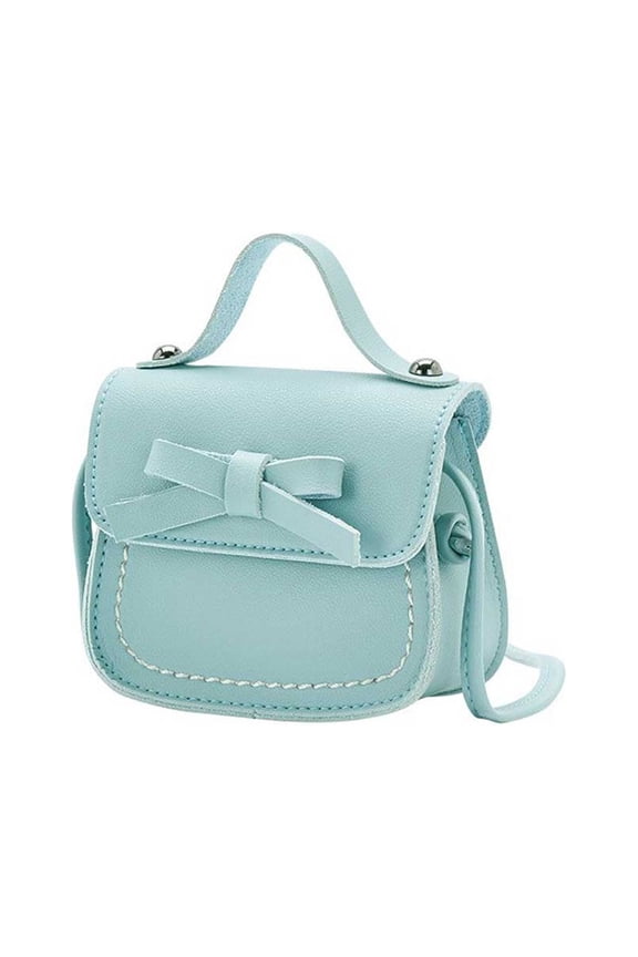 Baby Girls Soft PU Leather Mini Messenger Bag Lovely Bow-knot Candy Handbags Purse Shoulder Bags for Child Girls, Sky Blue, 3-10Y