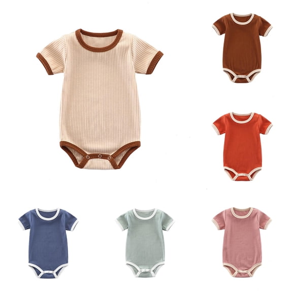 Baby Girls Soft Ribbed Bodysuit Romper Toddler 0-24 Months Comfortable Breathable Casual Outfit Playsuit Jumpsuit