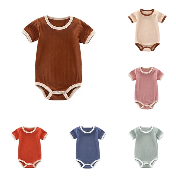 Baby Girls Soft Ribbed Bodysuit Romper Toddler 0-24 Months Comfortable Breathable Casual Outfit Playsuit Jumpsuit