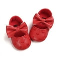 thumbnail image 1 of Baby Girls Soft Soled Bowknot Dress Shoes Flats Newborn Anti-slip Crib Shoes Prewalker 0-34M, 1 of 5
