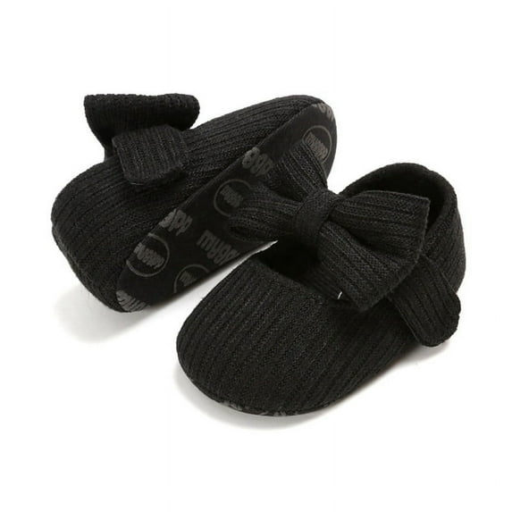 Baby Girls Soild Color Flats, Anti-Slip Sole Bow Toddler Princess Dress Shoes