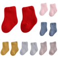 thumbnail image 1 of Baby Girls Solid Crew Socks, Infant Soft Thick Ankle‑High Floor Socks, Toddler Warm Casual Slipper Socks for Newborn Indoor Home Daily Wear, 1 of 6