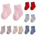 thumbnail image 1 of Baby Girls Solid Crew Socks, Infant Soft Thick Ankle‑High Floor Socks, Toddler Warm Casual Slipper Socks for Newborn Indoor Home Daily Wear, 1 of 6