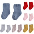 thumbnail image 1 of Baby Girls Solid Crew Socks, Infant Soft Thick Ankle‑High Floor Socks, Toddler Warm Casual Slipper Socks for Newborn Indoor Home Daily Wear, 1 of 5