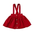 thumbnail image 1 of Baby Girls Solid Suspender Dress Bowknot Button Sleeveless Strap Backless Ruffle Velvet Dress, 1 of 7