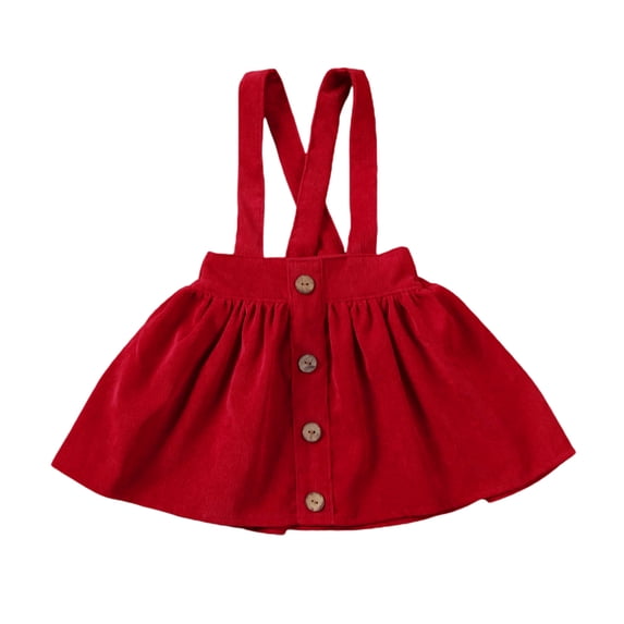 Baby Girls Solid Suspender Dress Bowknot Button Sleeveless Strap Backless Ruffle Velvet Dress