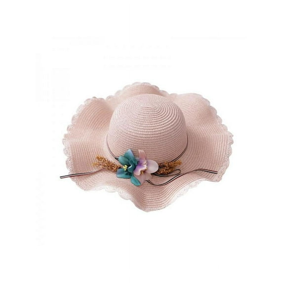 Baby Girls Straw Sun Visor Hat Children Kids Sun Hat Floral Bowknot Beach Hat Flat Cap