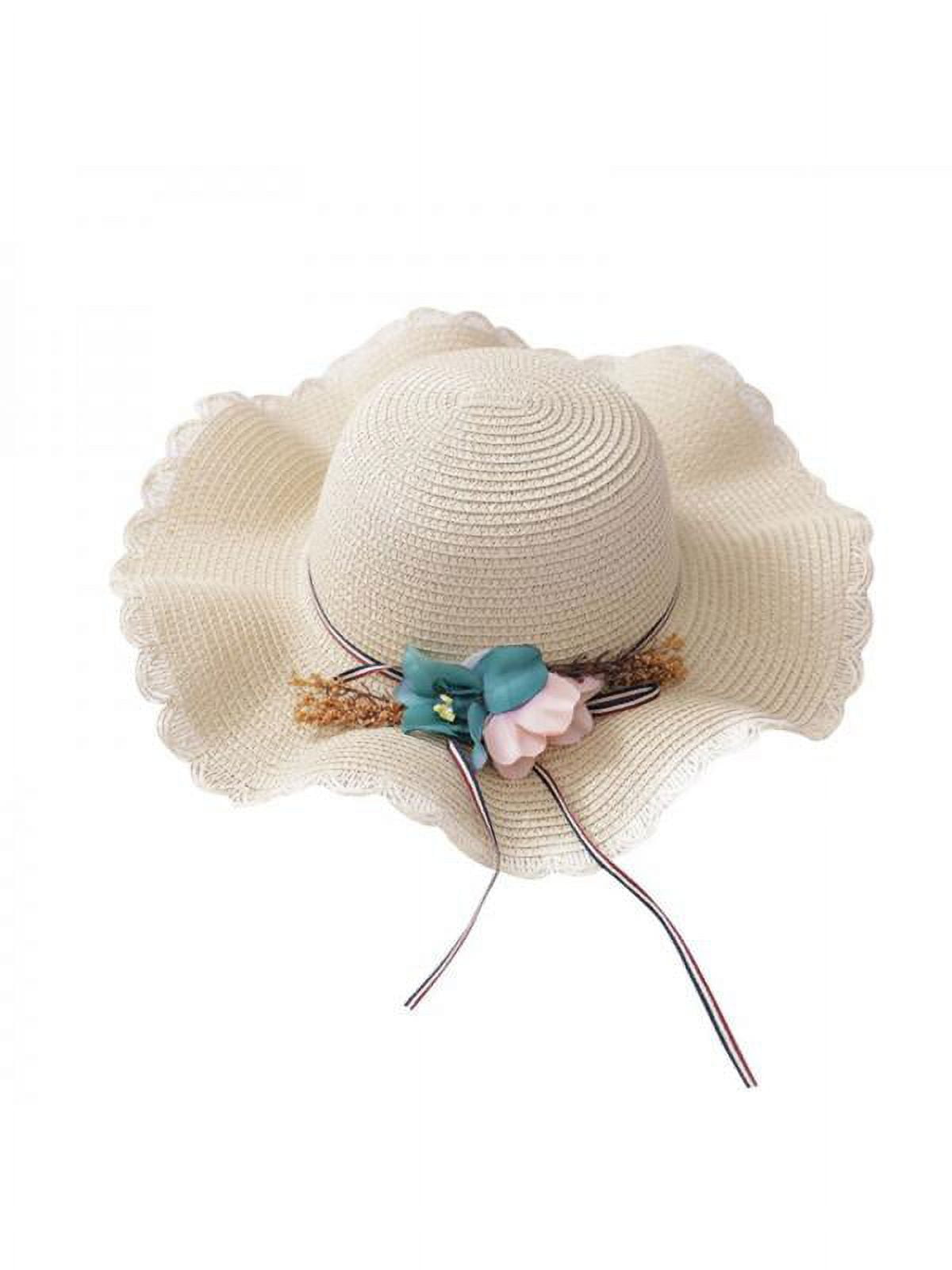 Baby Girls Straw Sun Visor Hat Children Kids Sun Hat Floral