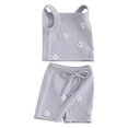 thumbnail image 1 of Baby Girls Summer 2 Piece Outfit Daisy Pattern Knitted Tank Tops and Elastic Shorts Set, 1 of 8