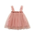 thumbnail image 1 of Baby Girls Summer Clothes Toddler Baby Cute Solid Color Sleeveless Layered Butterfly Sling Dresses Children Beach Dress, 1 of 8