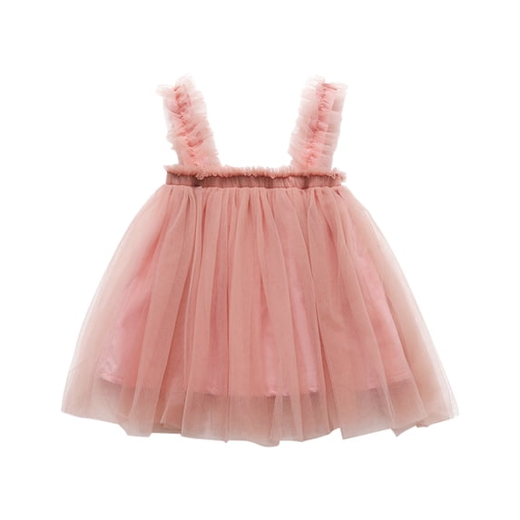 Baby Girls Summer Clothes Toddler Baby Cute Solid Color Sleeveless Layered Butterfly Sling Dresses Children Beach Dress