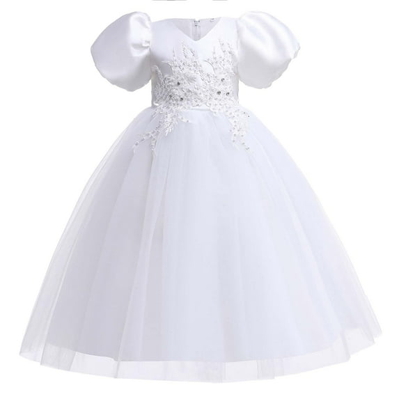 Baby Girls Summer Clothes Toddler Baby Short Sleeve Floral Trail Birthday Party Puffy Dresses Children Princess Dress