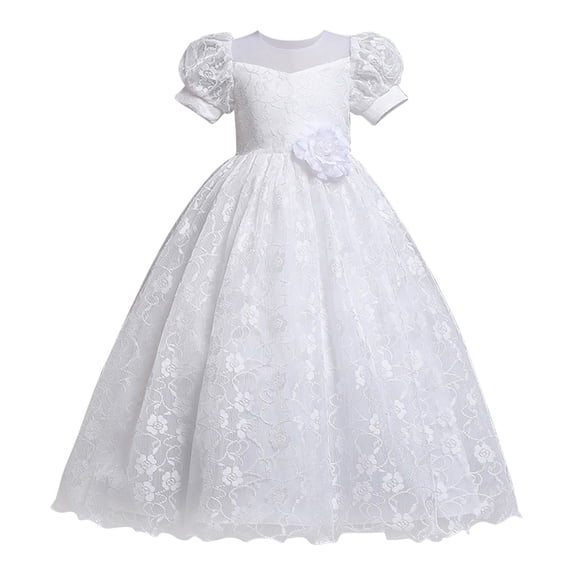 Baby Girls Summer Clothes Toddler Baby Short Sleeve Floral Trailing Birthday Party Gown Dresses Children Princess Dress