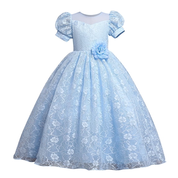 Baby Girls Summer Clothes Toddler Baby Short Sleeve Floral Trailing Birthday Party Gown Dresses Children Princess Dress