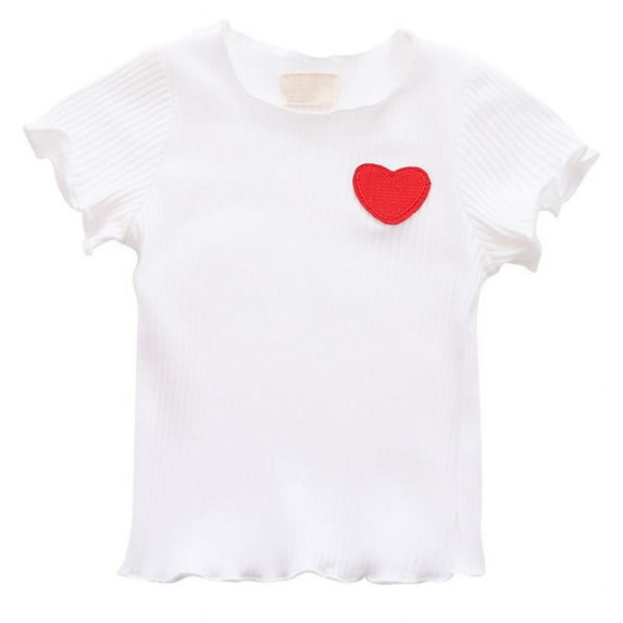 Baby Girls Summer Cotton Solid Print T-shirt Tops Blouse, Short Sleeve Children Casual Tee Shirts