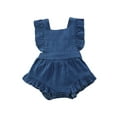 thumbnail image 1 of Baby Girls Summer Romper, Square Neck Short Jumpsuit with Ruffle Decoration, 1 of 8
