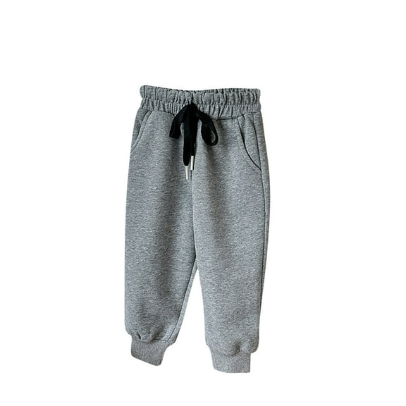 Baby Girls' Sweat Jogger Pants Full Length Pants 1-10 Years Girls' Casual Solid Color Drawstring Warm Suede Straight Leg Ankle Pants Long Pants Gray 140