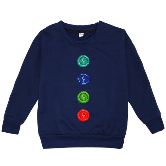 Baby Girls Sweatshirt Winter Long Sleeve Pullover Tops for Child Warm Cotton Cute Graphic Round Neck Tops (Navy 7 Years)