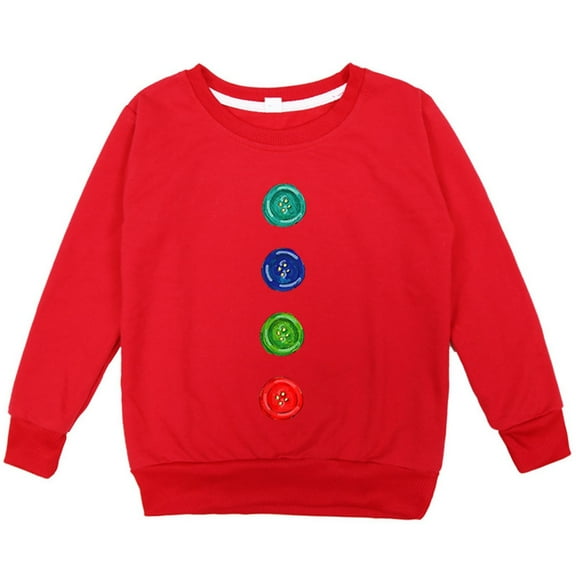 Baby Girls Sweatshirt Winter Long Sleeve Pullover Tops for Child Warm Cotton Cute Graphic Round Neck Tops (Red 6 Years)