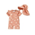 thumbnail image 1 of Baby Girls Swimsuit Playsuits Flying Sleeve Swimwear Infant One Piece Bathing Suit with Sun Hat, 1 of 6