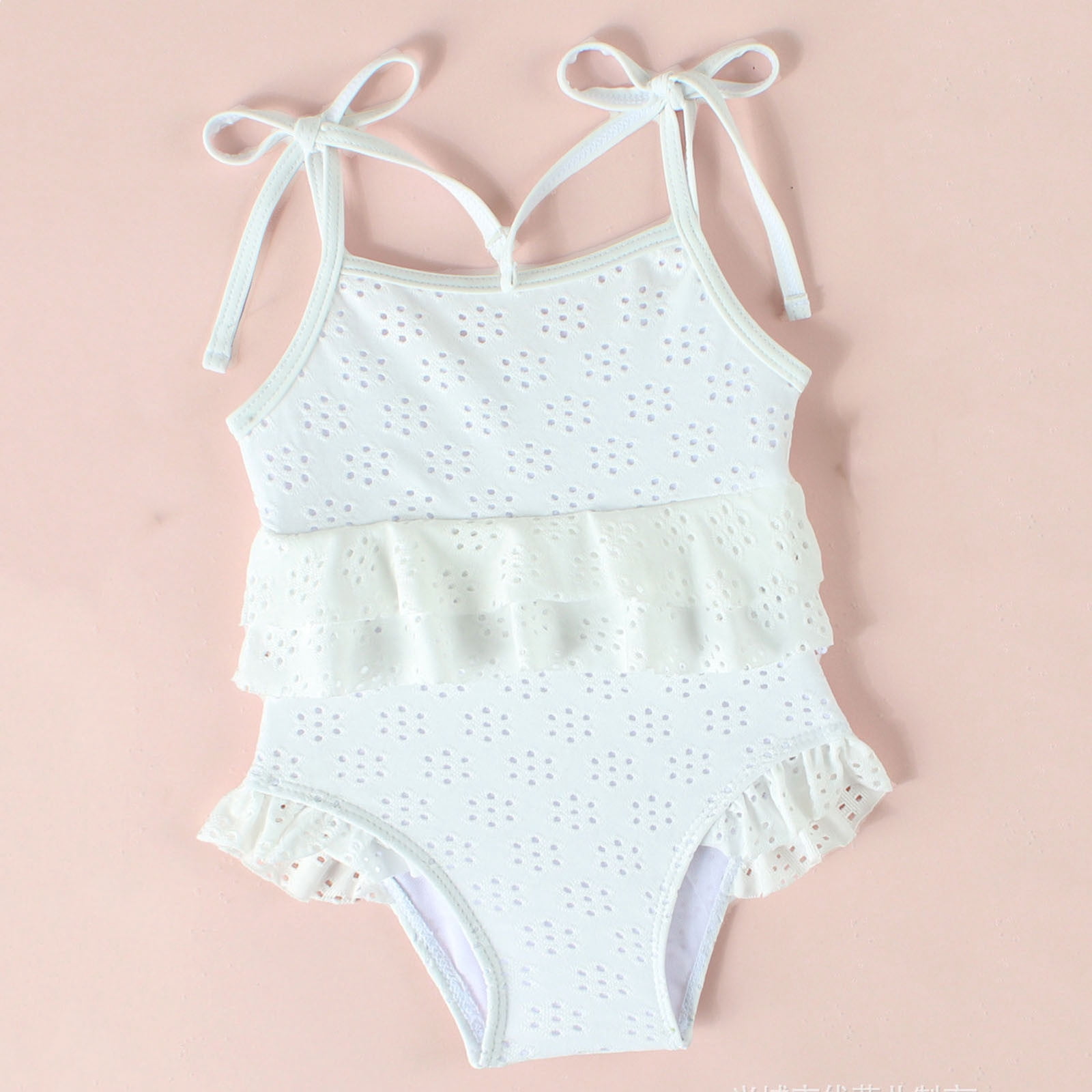 Baby Girls Swimsuit White Bathing Suit 1 Piece Sleeveless Quick Dry ...