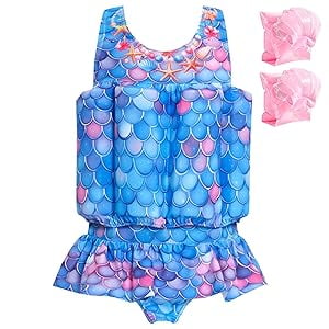 Koorium Toddler Floaties, One Piece Swimsuit with Bulit-in Floatation and Arm Wings for Boys and Girls