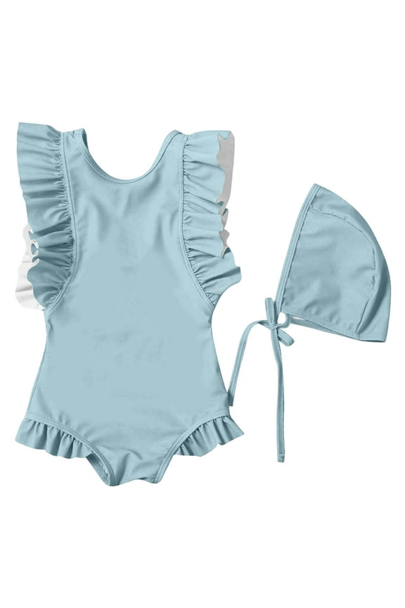 Baby Girls Swimsuits Two Piece Bikini Beach Ruffles Bathing Suit Girls Cute Size 6-12 Months Girls Swimsuit