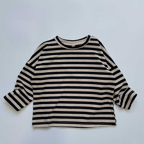 Baby Girls T Shirt Striped Long Sleeve Shirt Girls Crew Neck Basic Tops Boys Fall Shirt 6-12 Months Shirts Boys