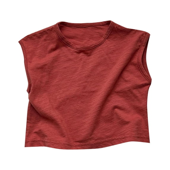 Baby Girls T-Shirts & Tank Tops Summer Round Neck Sleeveless Solid Color Vest Cute Clothing Camisole