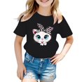 thumbnail image 1 of Baby Girls' Tees Cute Graphic Round Neck Short Sleeve Tee Summer Casual T Shirt Toddler T Shirts Tops Black 7 Years-8 Years, 1 of 6