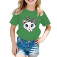 thumbnail image 1 of Baby Girls' Tees Cute Graphic Round Neck Short Sleeve Tee Summer Casual T Shirt Toddler T Shirts Tops Green 7 Years-8 Years, 1 of 5