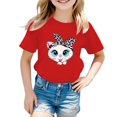 thumbnail image 1 of Baby Girls' Tees Cute Graphic Round Neck Short Sleeve Tee Summer Casual T Shirt Toddler T Shirts Tops Red 9 Years-10 Years, 1 of 5