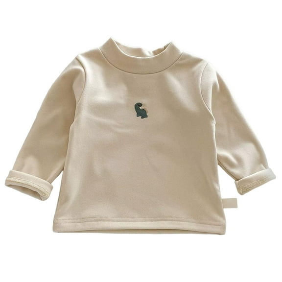Baby Girls Thermal Shirt Boys Beige Long Sleeve Shirt Girls Turtleneck Basic Tees Fall Tops Boys' Tops, Tees & Shirts 3-6 Months