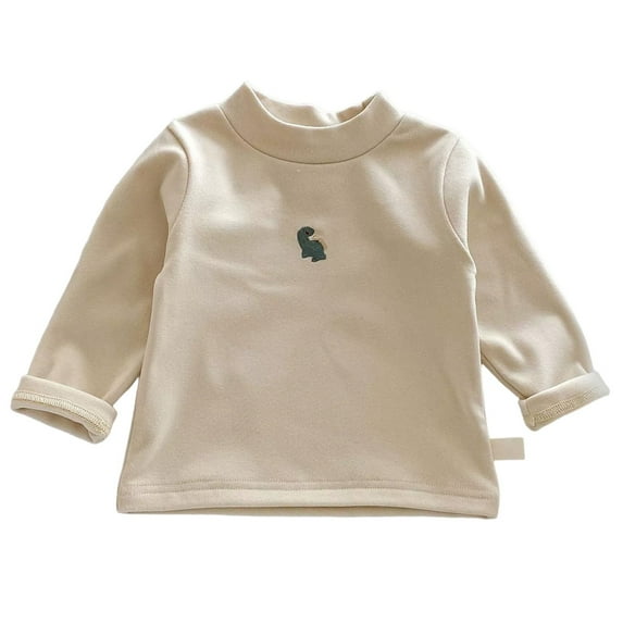Baby Girls Thermal Shirt Boys Beige Long Sleeve Shirt Girls Turtleneck Basic Tees Fall Tops Boys' Tops, Tees & Shirts 3-6 Months