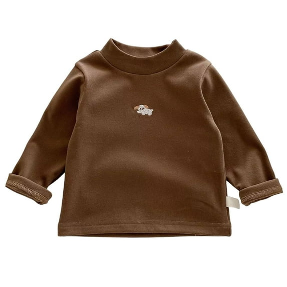 Baby Girls Thermal Shirt Boys Coffee Long Sleeve Shirt Turtleneck Shirt Basic Tops Boys Fall Shirts Girl Clothes Size 3-6 Months