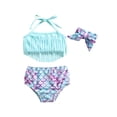 thumbnail image 1 of Baby Girls Three Piece Swimsuits, Halter Tassel Tops Bikini Bottom Headband Set, 1 of 8
