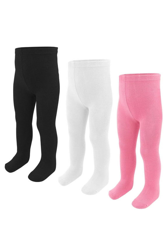 Baby Girls Tights, 3 Pack Infant Knit Cotton Pantyhose Leggings Stockings for Newborn Toddler Girls 0-24 Months