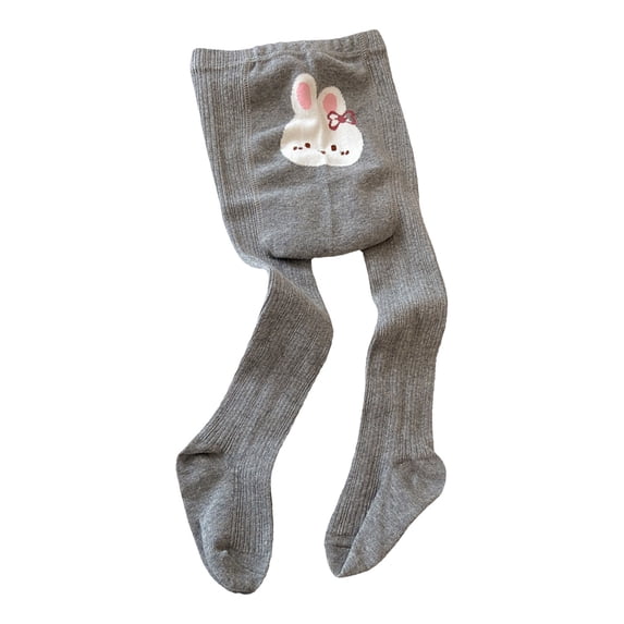 Baby Girls Tights Cotton Comfy Soft Leggings Cable Knit Seamless Stockings for Girls Cute Rabbit Graphic Printed Pantyhose