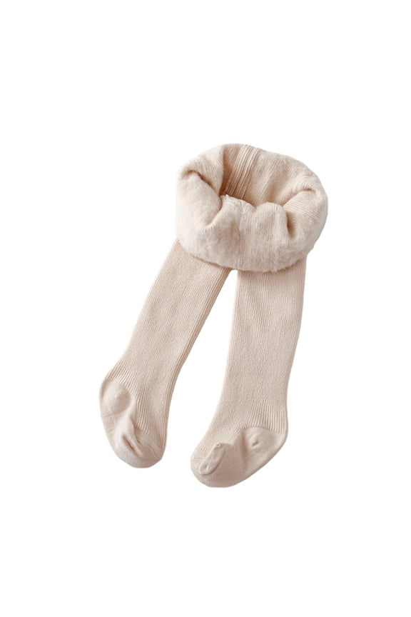Baby Girls Tights Winter Fleece Lined Leggings Girls Knit Thick Warm Full Length Tights Basic Solid Color Comfy Outfits