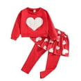 thumbnail image 1 of Baby Girls' Toddler 2-Piece Fleece Sweatshirt and Leggings Skirt Set 2-6T Kids Love Heart Valentine Fall Outfits, 1 of 9