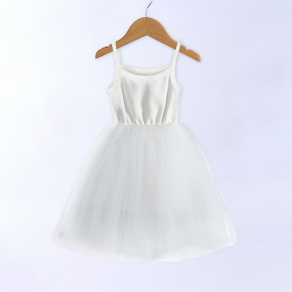 Baby Girls Toddler Kids Fashion Cute Solid Color Suspenders Mesh Princess Dress for 9Month-8Year