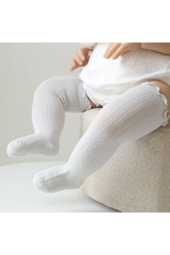 Baby Girls Toddler Ruffle Top White Knee High Socks 18M-3T