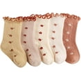 thumbnail image 1 of Baby Girls Toddler Socks Organic Cotton Socks Floral Pattern with Non-Skid Gripper for Fall Spring and Summer, 1 of 7