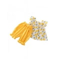 thumbnail image 1 of Baby Girls Tops+Shorts Suits Casual Flare Sleeve Fruit T-shirt Costume Set, 1 of 1