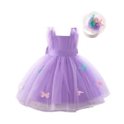 Baby Girls Tutu Dress Summer Sleeveless Backless Princess Birthday Party Dresses Butterfly Ruffle Tulle Bowknot Sundress