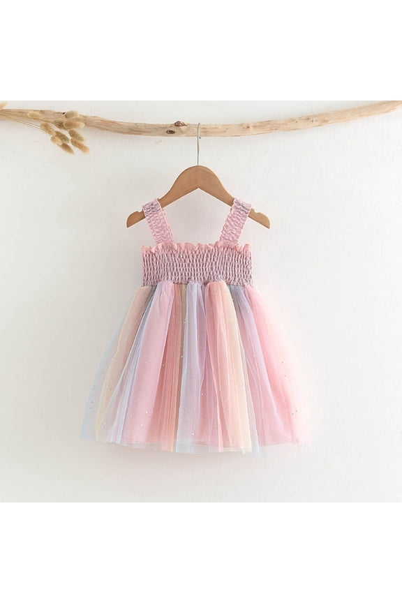 Baby Girls Tutu Dress Toddler Infant Sleeveless Layered Princess Tulle Dress Summer Beach Wedding Party Dresses 1-9 Years